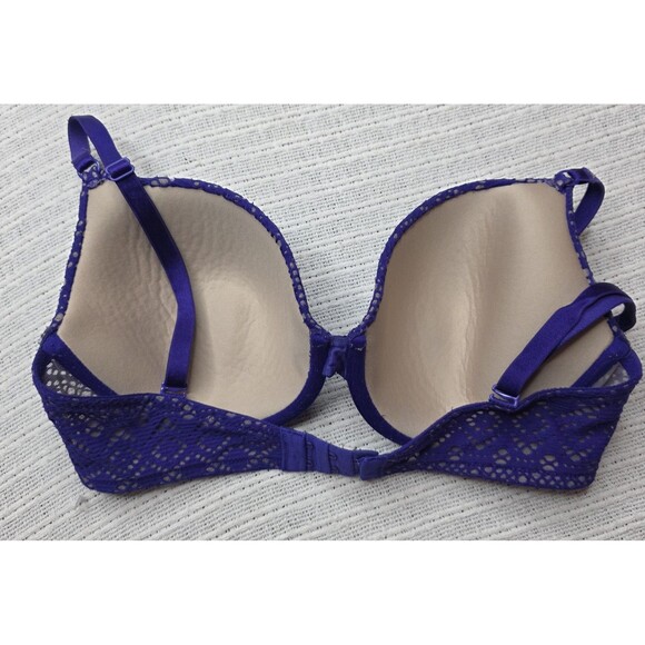 Victoria Secret Purple Lined Demi Bra 34D Lace Feminine Adjustable Straps Padded - Picture 3 of 8